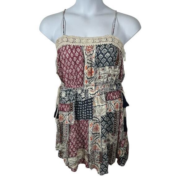 Earthbound Boho Flare Patchwork Mini Sundress Size Large - Picture 1 of 9